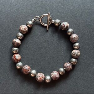 Leopard Jasper Bead Bracelet | 7 IN